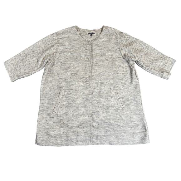 Eileen Fisher Medium Womens Jacket Gray Black Tweed Snap Up‎ Pockets Size 2XL - Picture 1 of 10